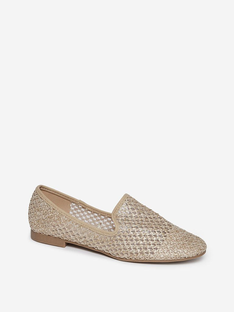 LUNA BLU Beige Woven Loafers