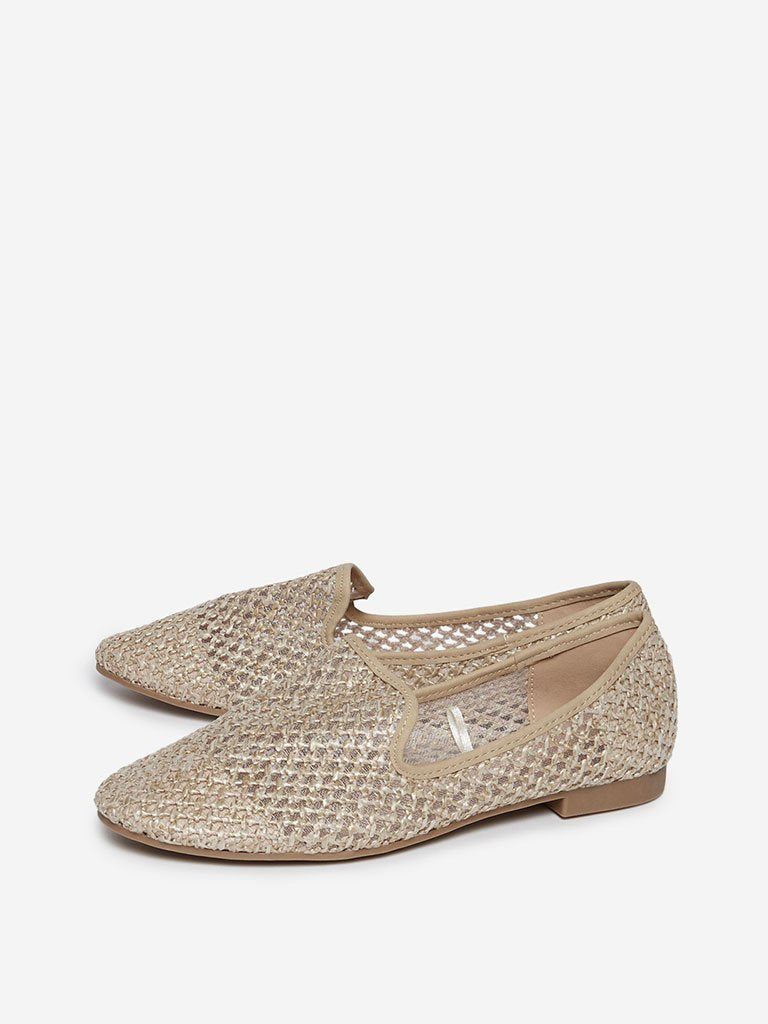 LUNA BLU Beige Woven Loafers