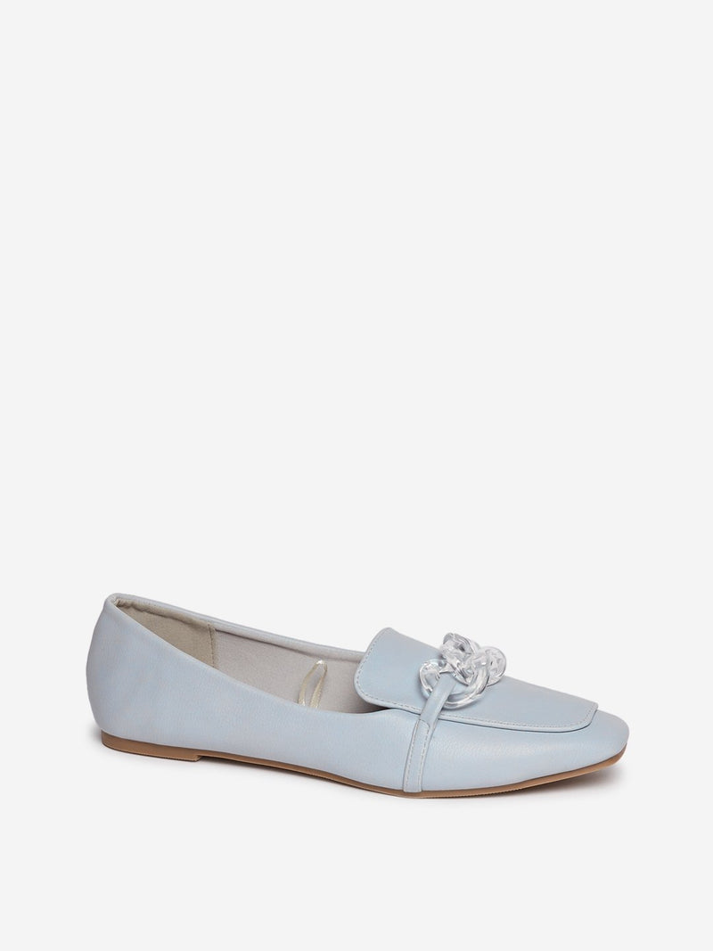 LUNA BLU Light Blue Chain Design Loafers