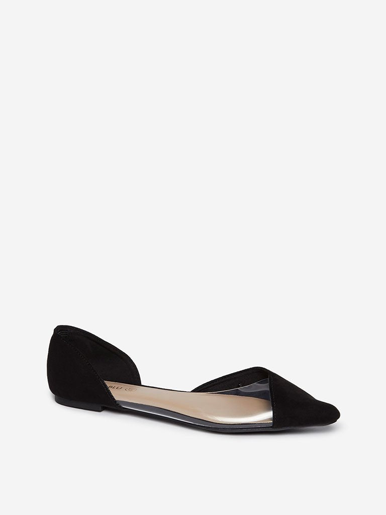 LUNA BLU Black Faux-Suede Flats