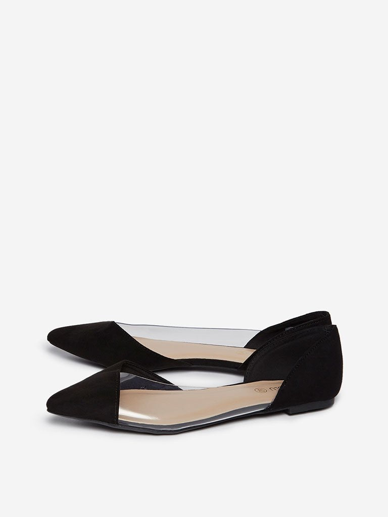LUNA BLU Black Faux-Suede Flats