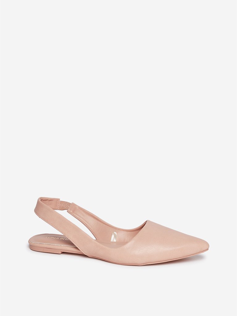 LUNA BLU Pink Faux-Leather Sling-Back Flats