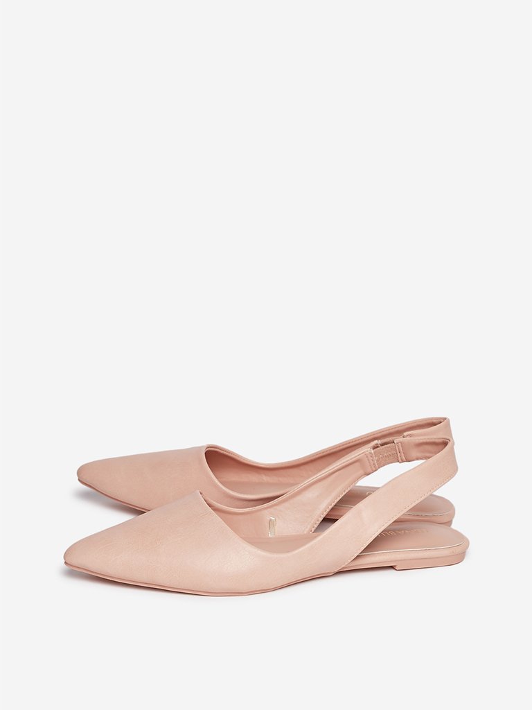 LUNA BLU Pink Faux-Leather Sling-Back Flats