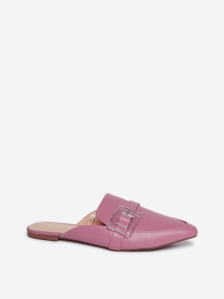 LUNA BLU Lilac Buckle Pattern Mules