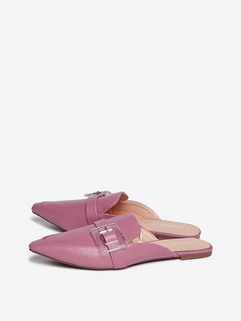 LUNA BLU Lilac Buckle Pattern Mules
