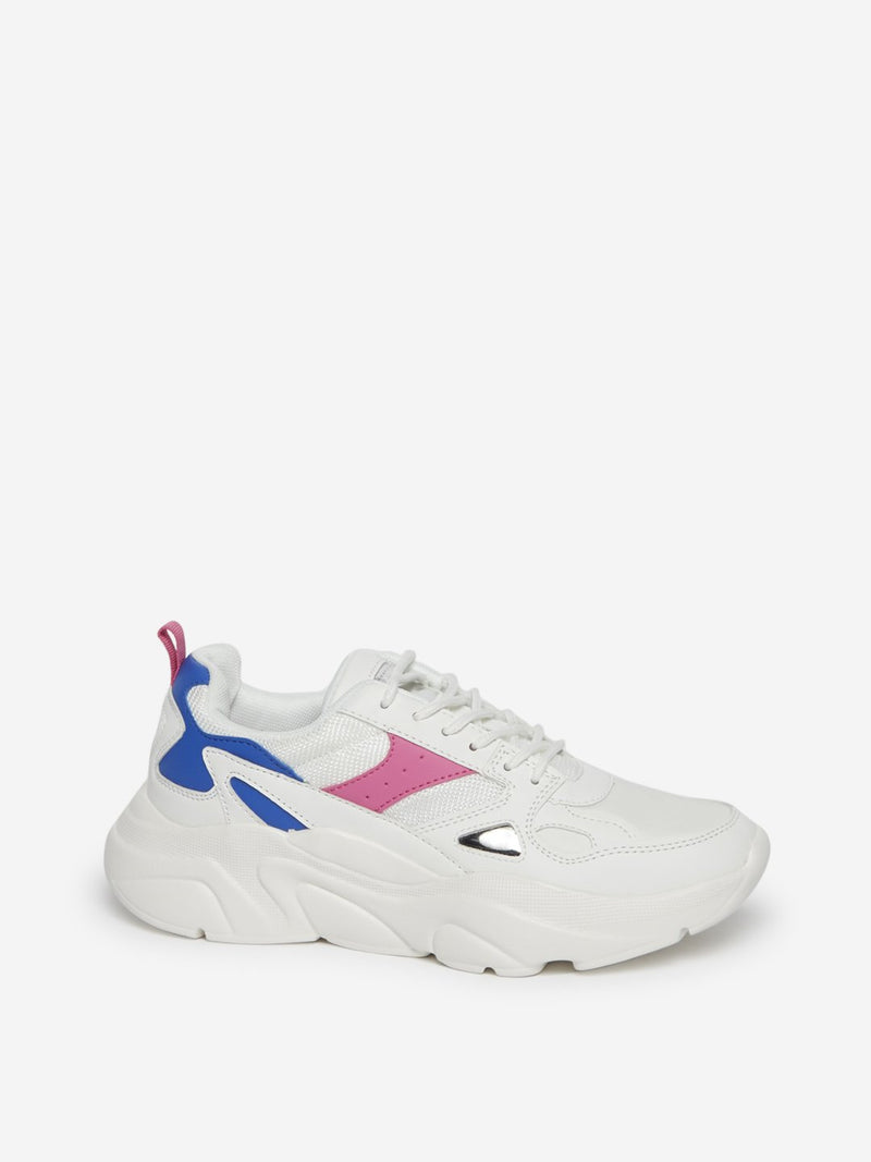 LUNA BLU White Mesh Design Chunky Sneakers