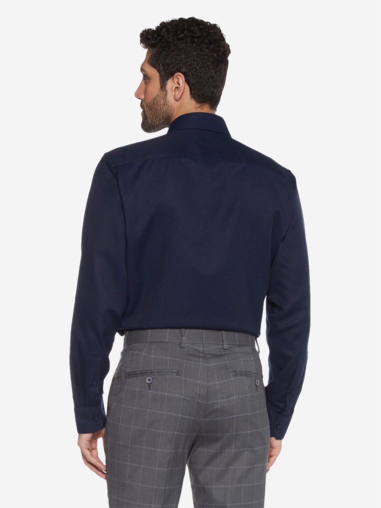 WES Formals Navy Relaxed Fit Shirt