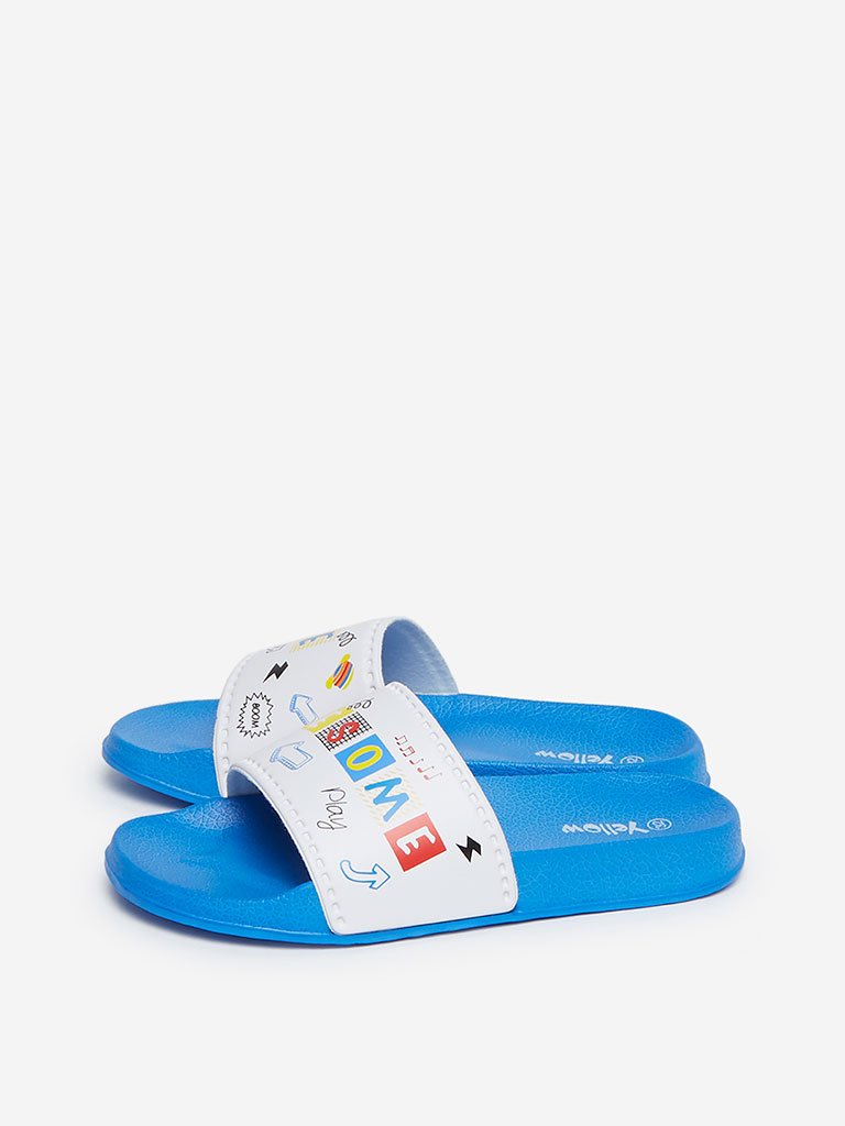 Yellow Kids Blue Printed Slides