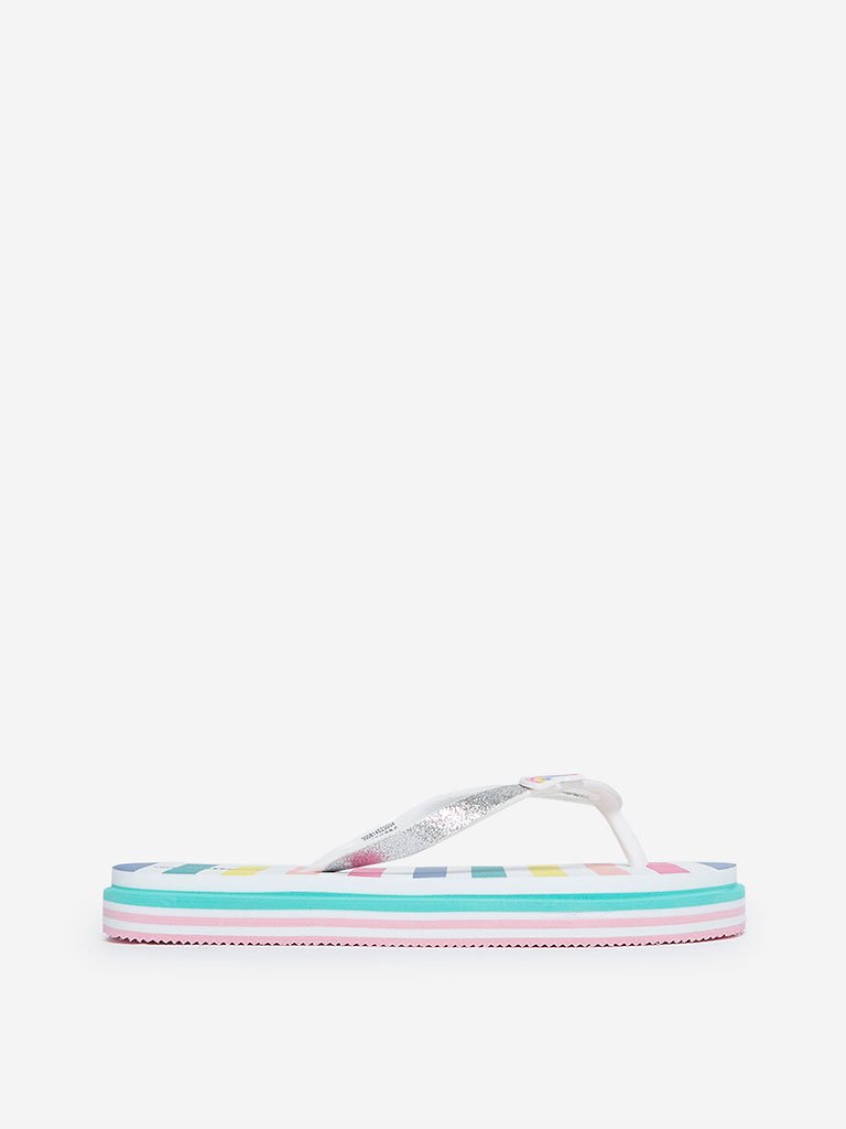 Yellow Kids Multicolour Striped Flip-Flops