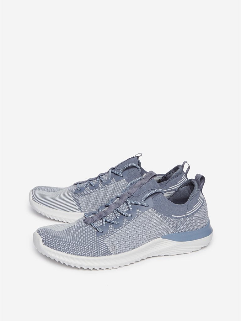 SOLEPLAY Light-Blue Knit Textured Sneakers