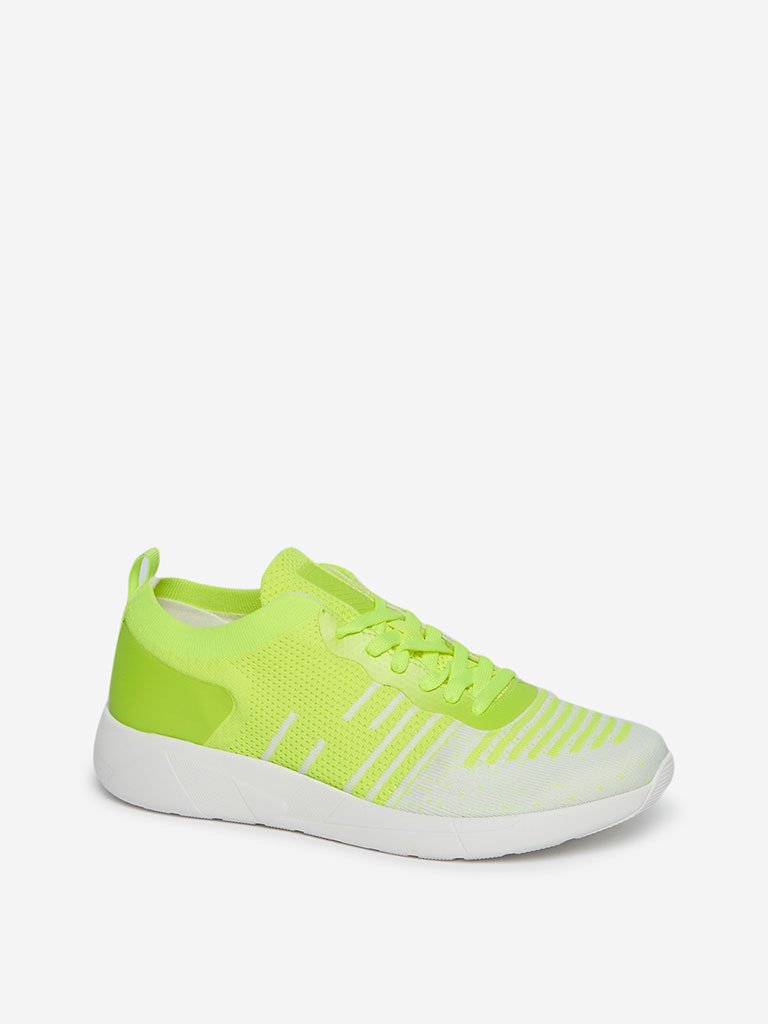 SOLEPLAY Neon Yellow Knitted Sneakers