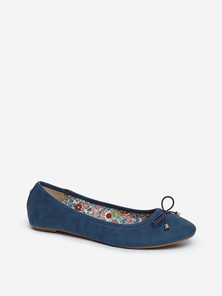 LUNA BLU Indigo Bow-Detail Ballet Shoes
