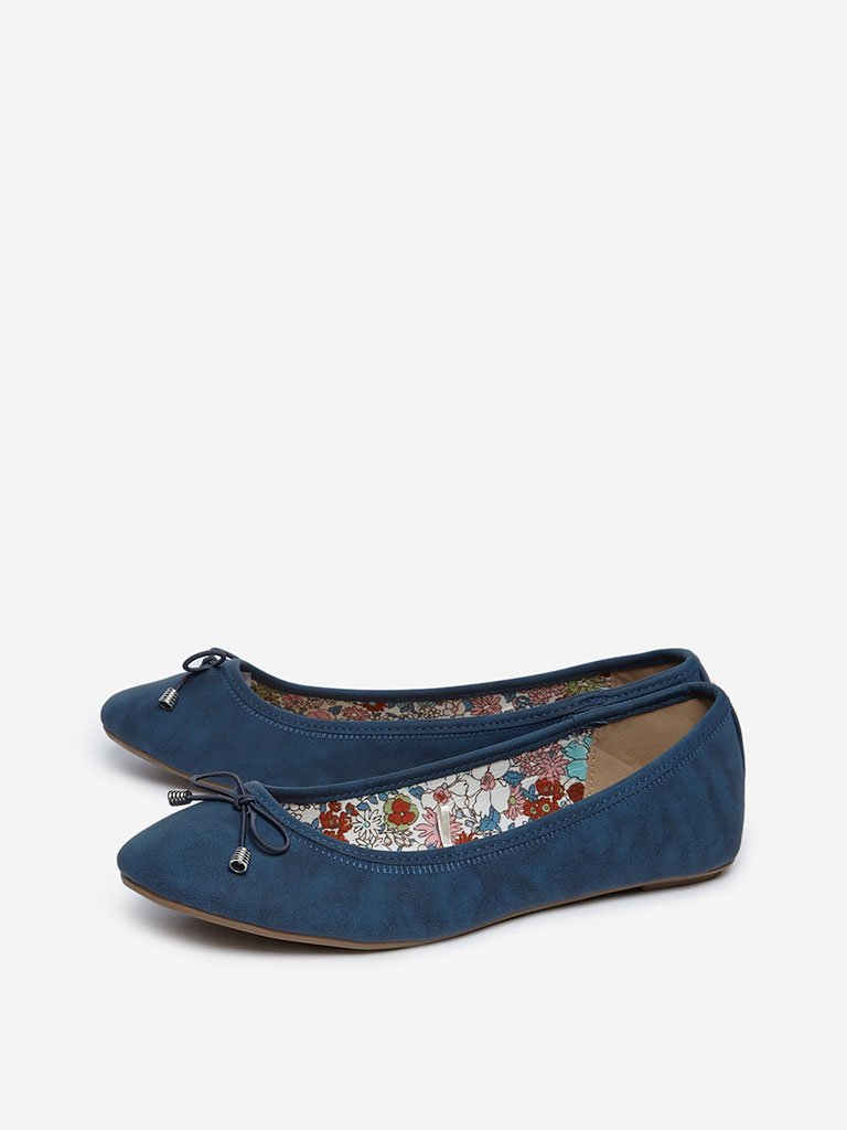 LUNA BLU Indigo Bow-Detail Ballet Shoes