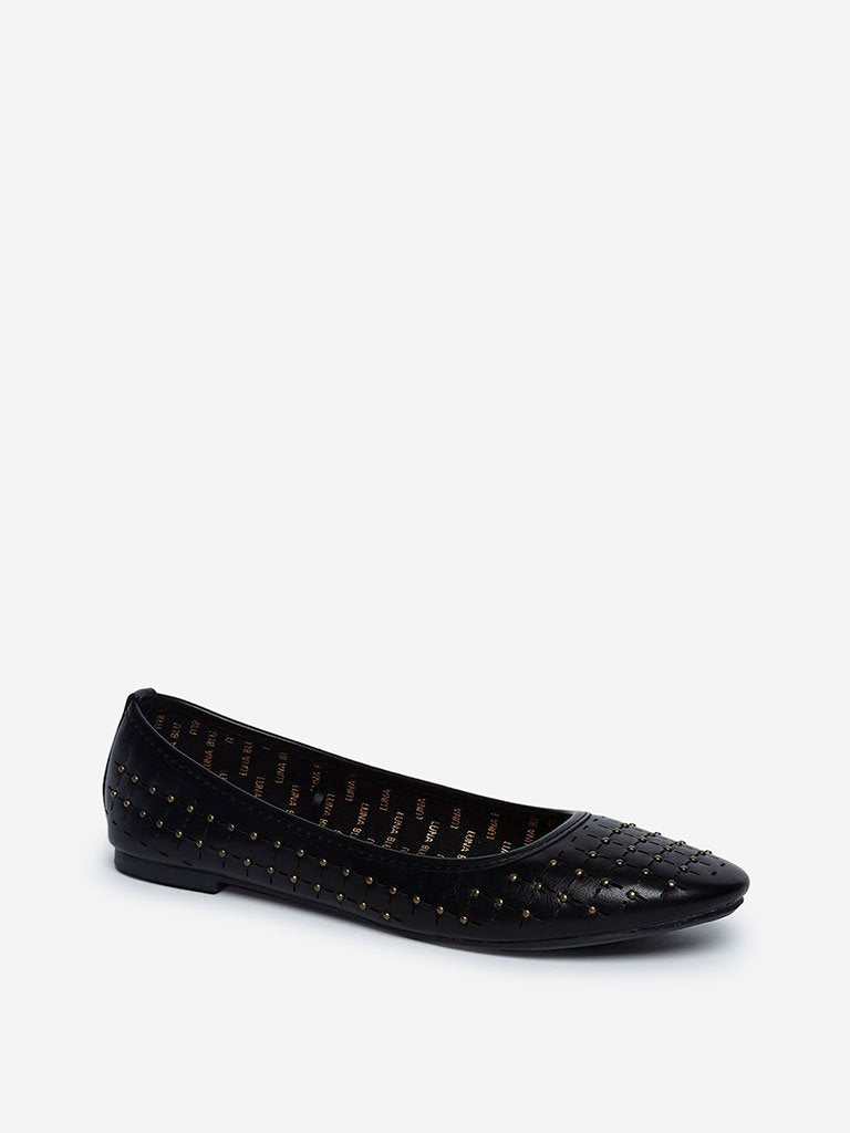 LUNA BLU Black Stud Pattern Ballet Shoes