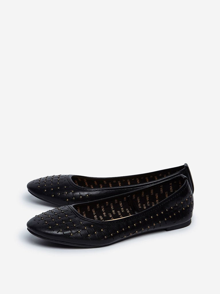 LUNA BLU Black Stud Pattern Ballet Shoes