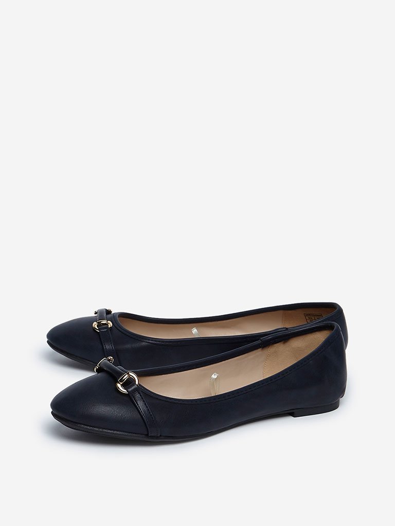 LUNA BLU Navy Hardware Ballet Flats