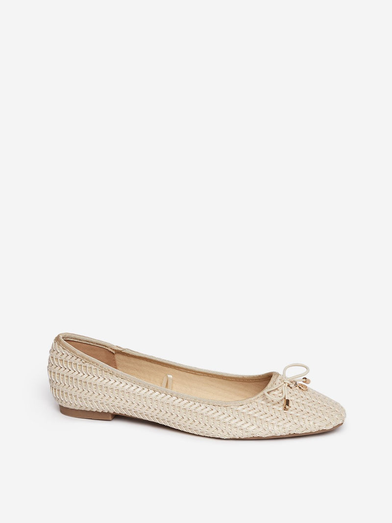 LUNA BLU Beige Woven Pattern Ballet Flats