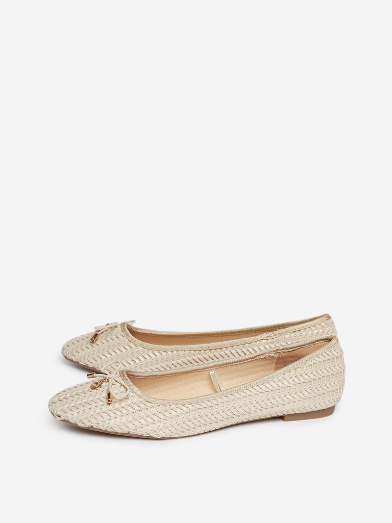 LUNA BLU Beige Woven Pattern Ballet Flats