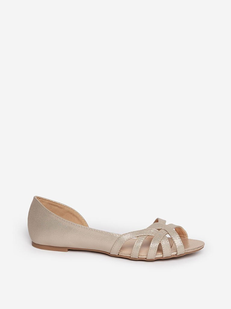 LUNA BLU Beige Peep-Toe Flats