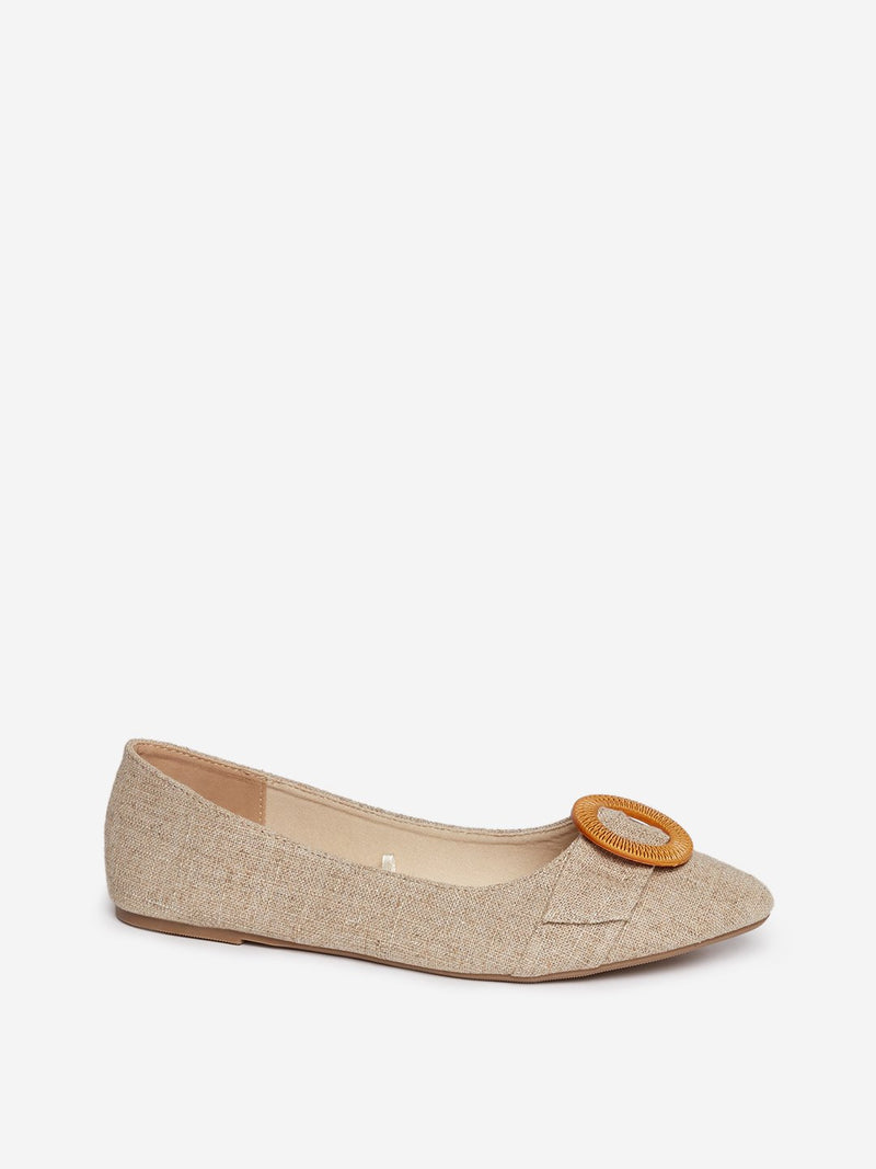 LUNA BLU Beige Circular Pattern Ballet Flats