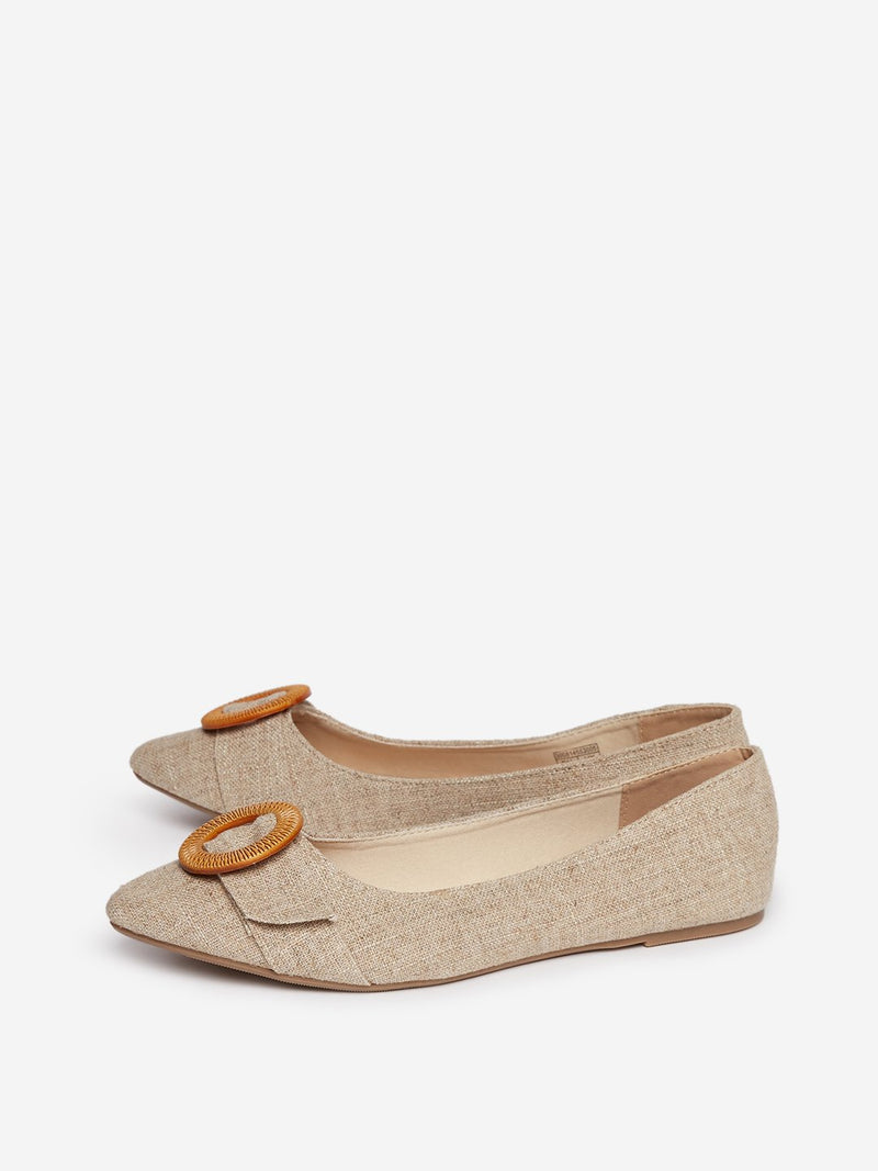 LUNA BLU Beige Circular Pattern Ballet Flats