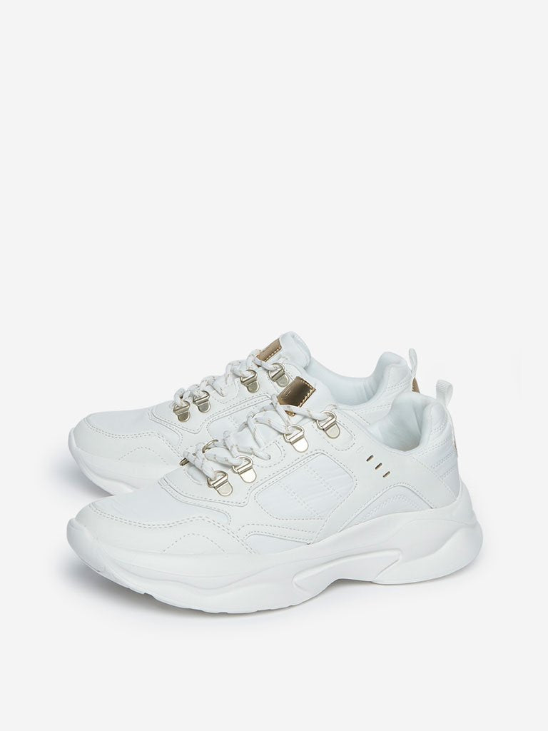 LUNA BLU White Hardware Pattern Chunky Sneakers