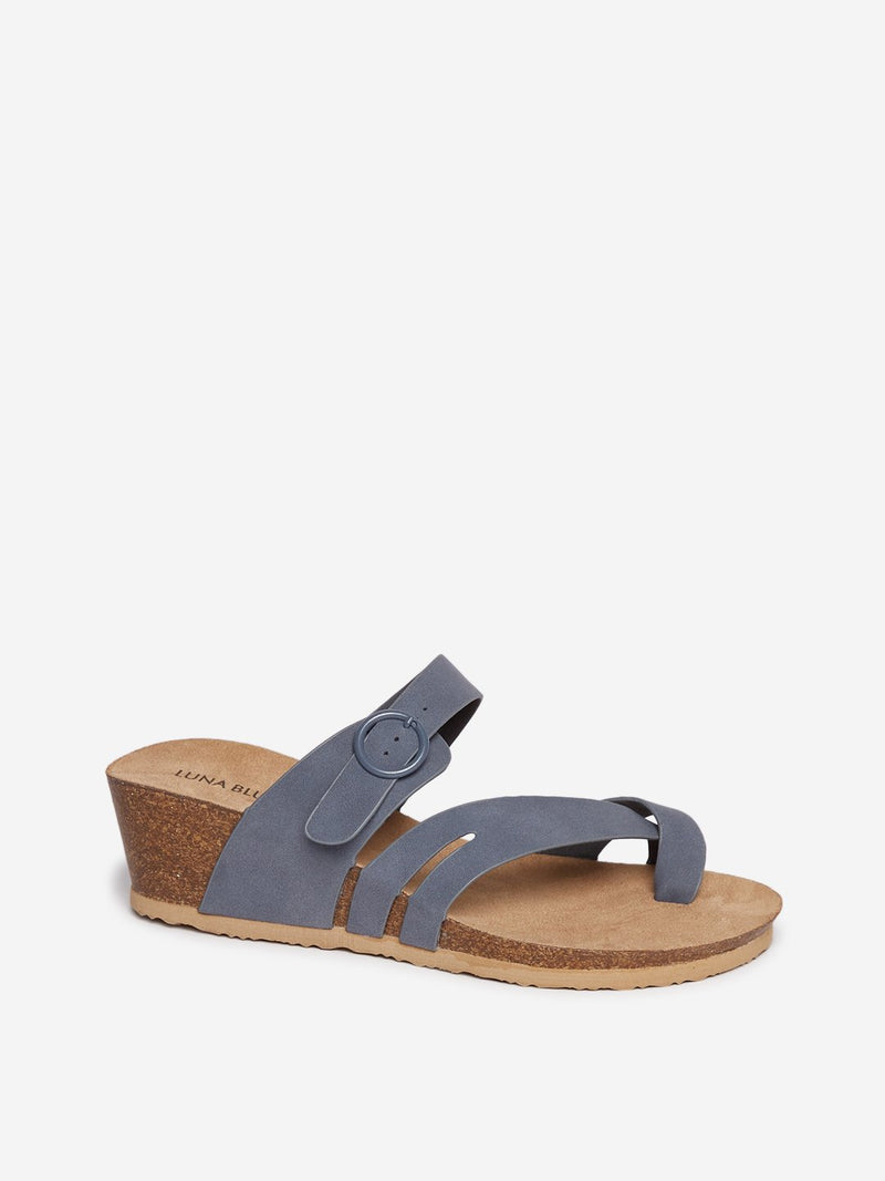 LUNA BLU Grey Faux-Suede Wedge-Heel Sandals