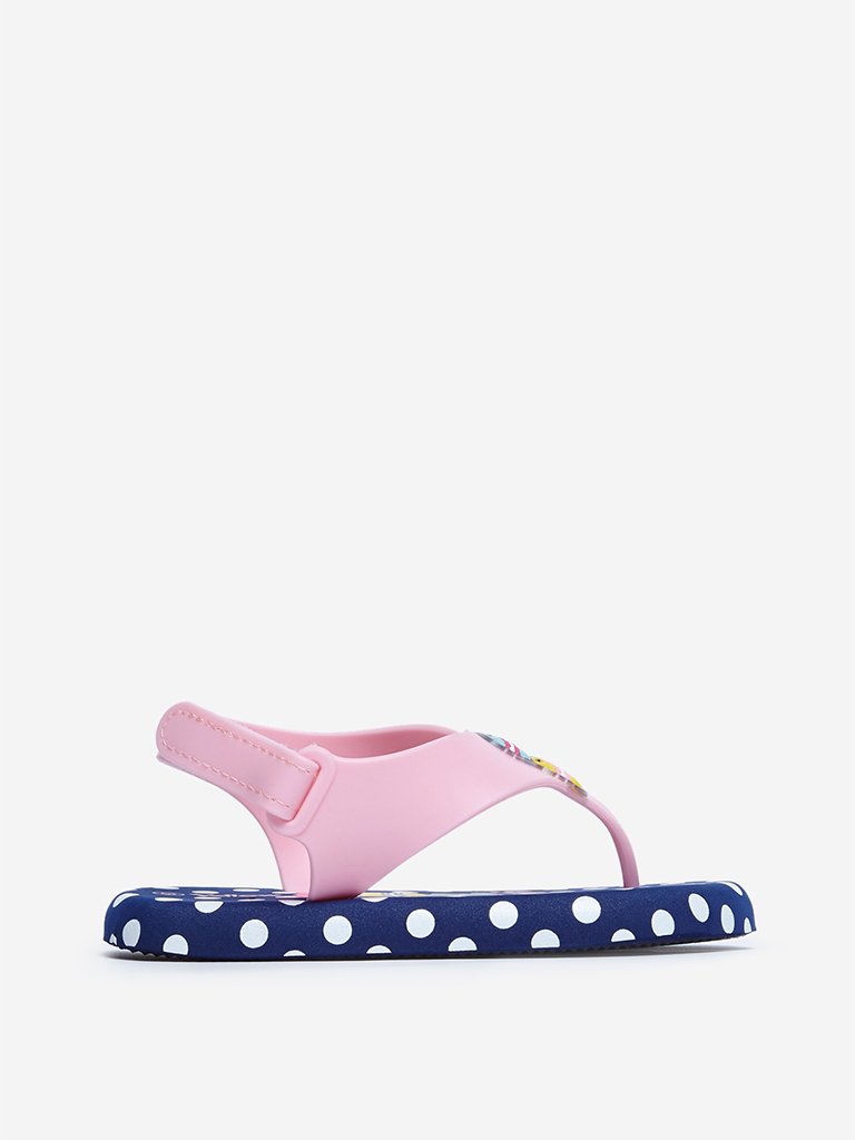 Yellow Navy Polkadot And Macaroon Design Sandals