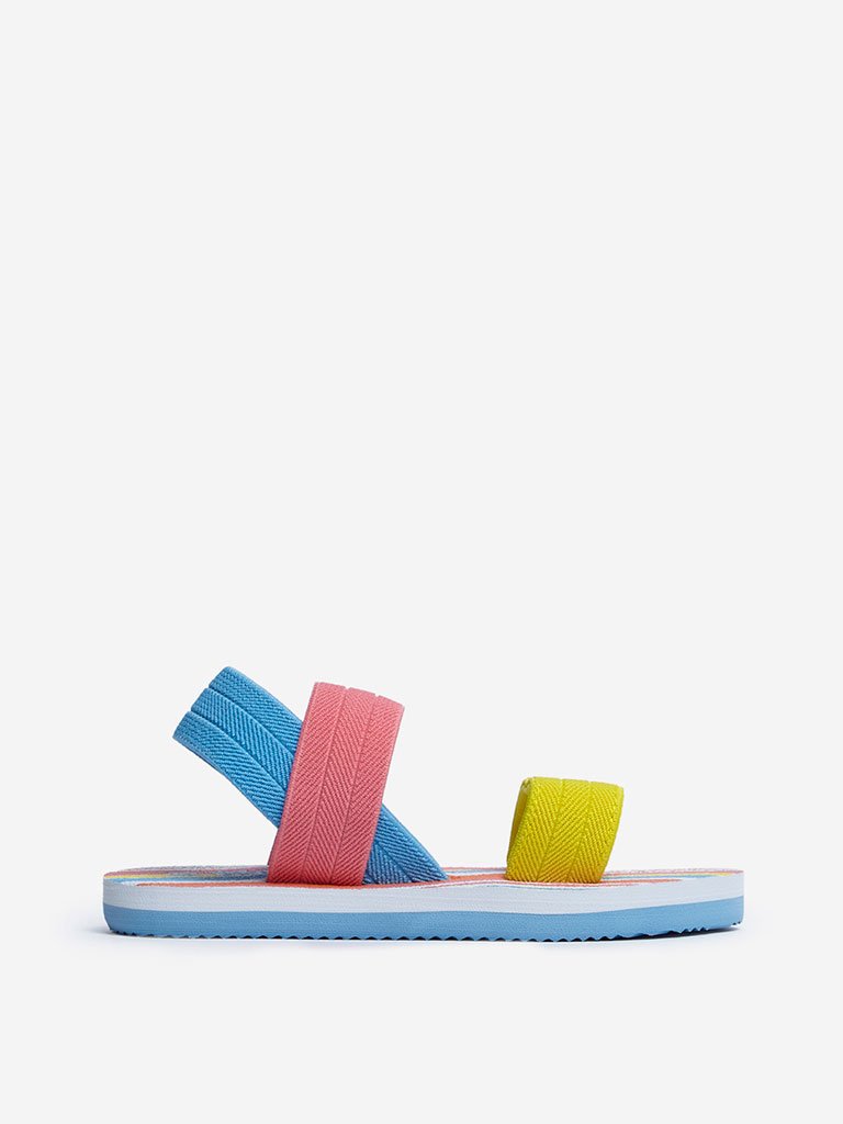 Yellow Multicolour Striped Sandals