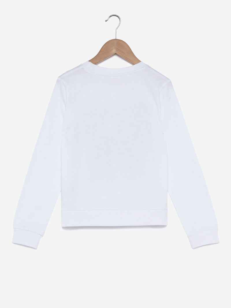 Y&F Kids White Sequinned Pure Cotton T-Shirt