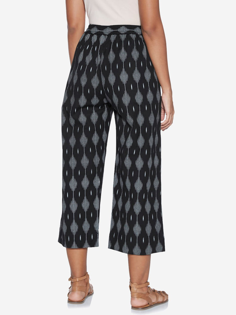 Utsa Black Ikat Printed Palazzos