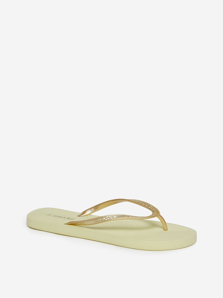 LUNA BLU Yellow Rope Textured Flip-Flops