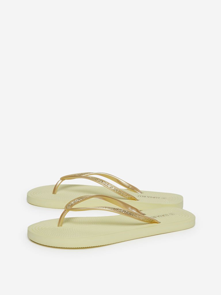 LUNA BLU Yellow Rope Textured Flip-Flops