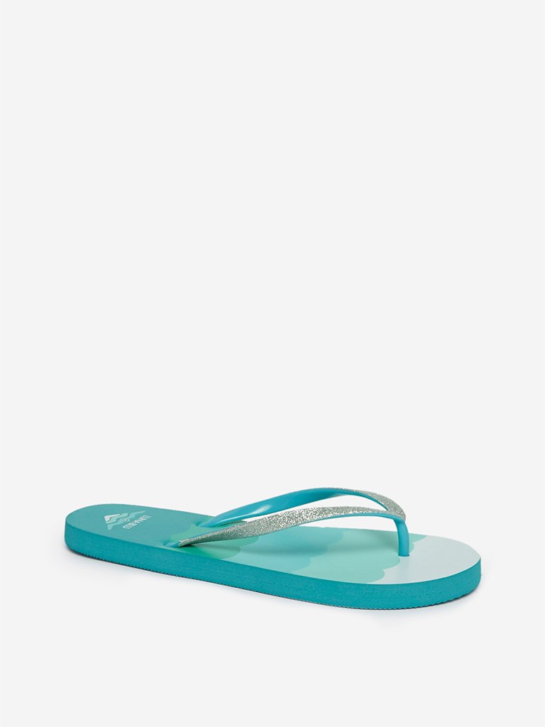 LUNA BLU Blue Scalloped Print Flip-Flops
