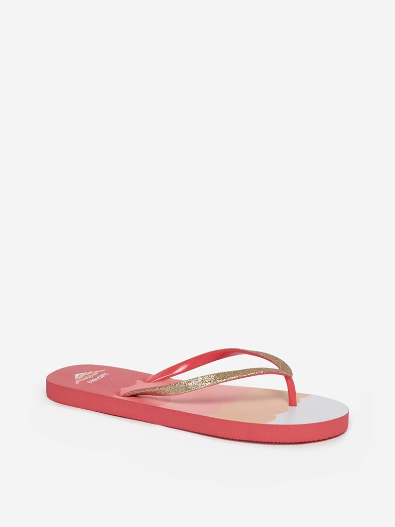 LUNA BLU Coral Scalloped Print Flip-Flops