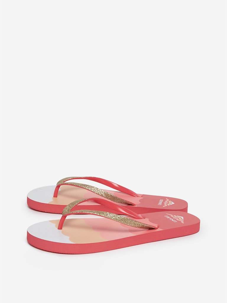 LUNA BLU Coral Scalloped Print Flip-Flops