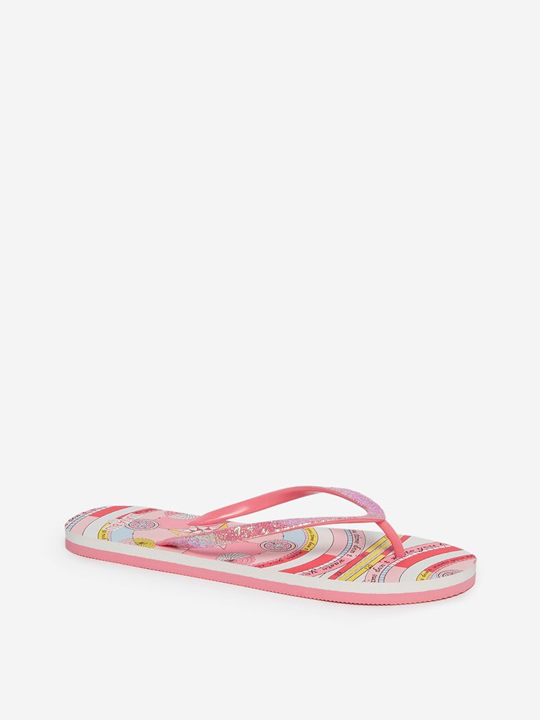 LUNA BLU Pink Zodiac Patterned Flip-Flops