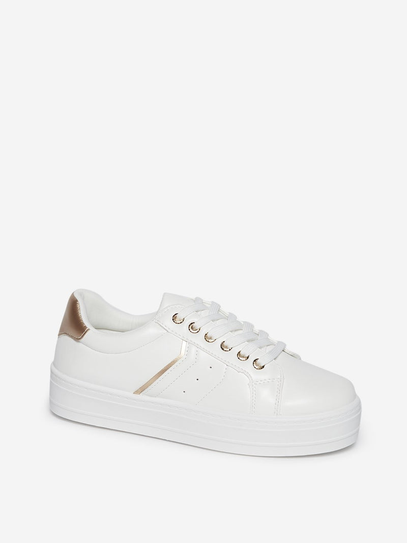 LUNA BLU White Faux-Leather Sneakers