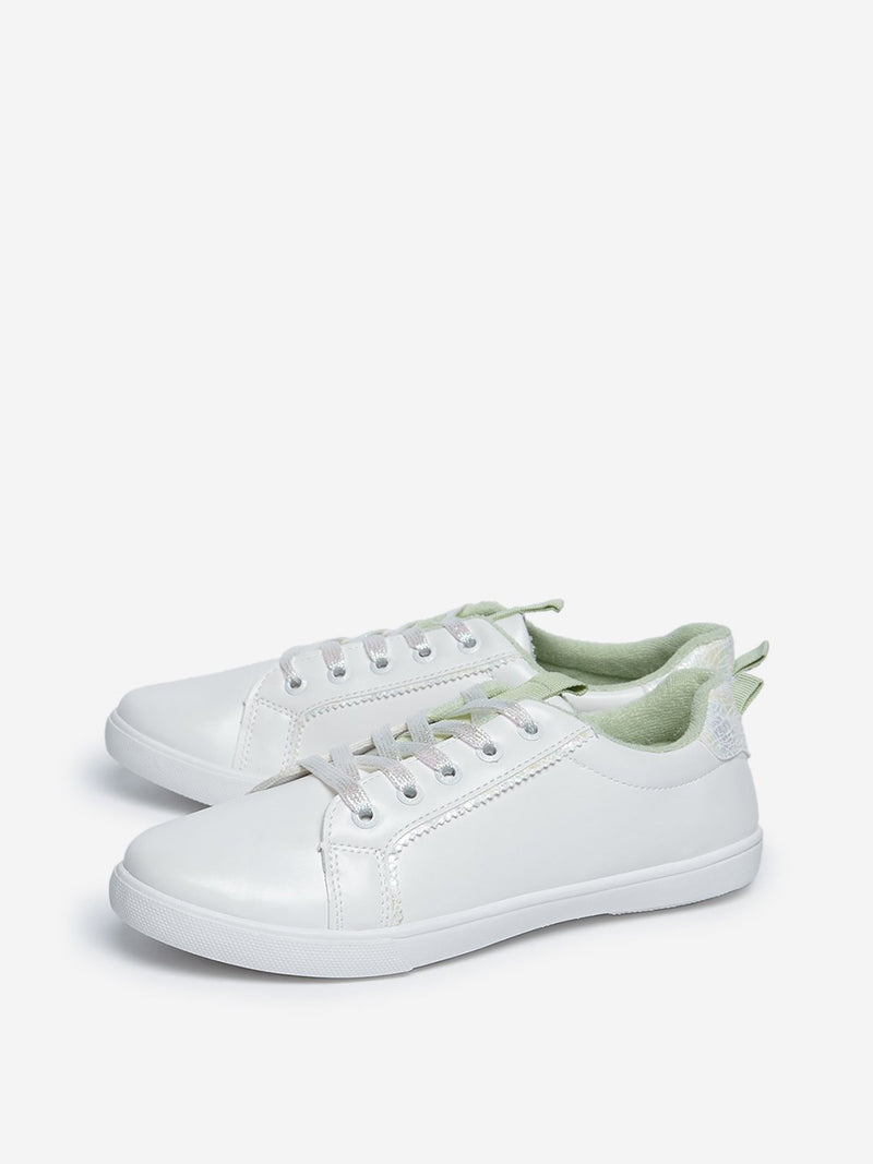 LUNA BLU Green Accented Shimmer-Detailed Sneakers
