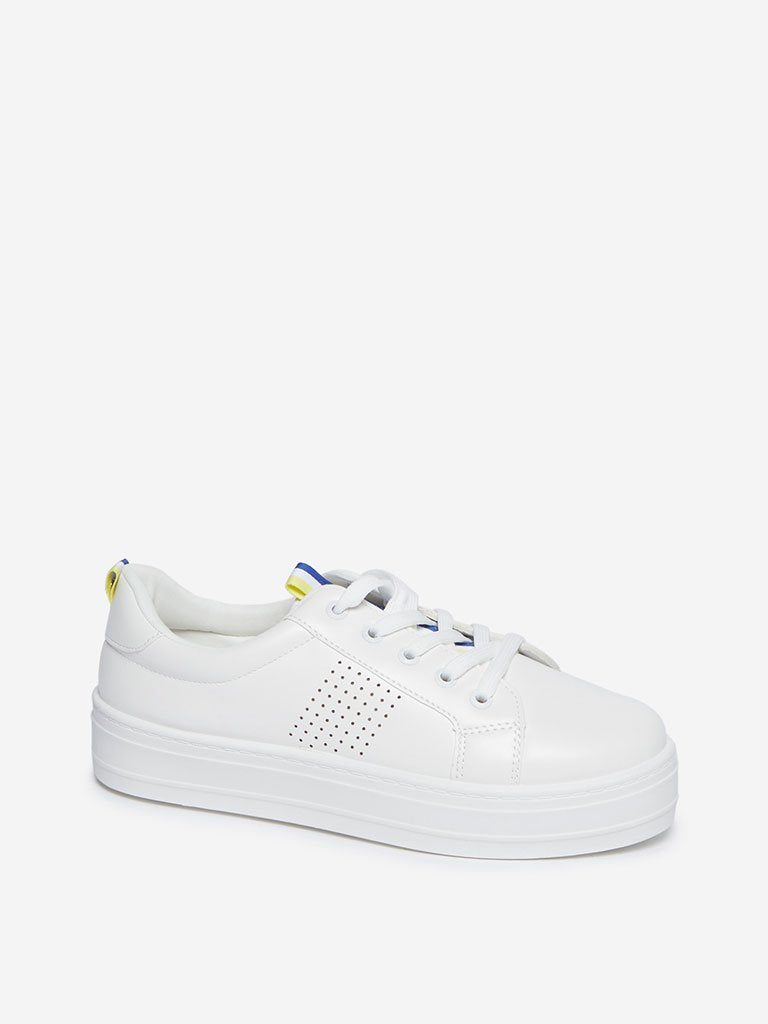 LUNA BLU White Striped Sneakers