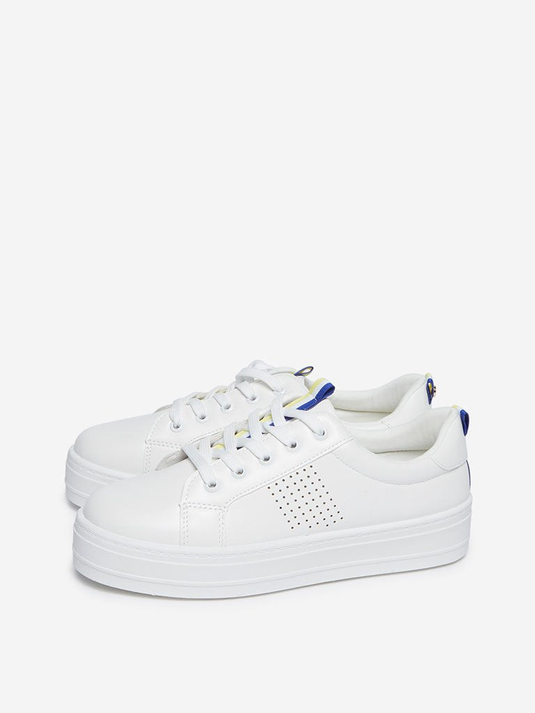 LUNA BLU White Striped Sneakers