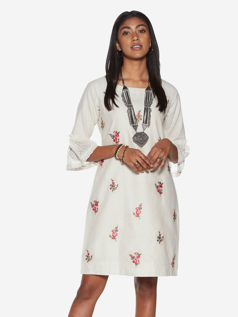 Bombay Paisley Off White Floral Shift Dress