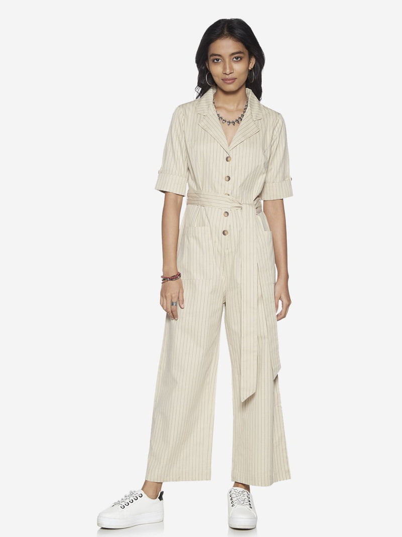 Bombay Paisley Off-White Jumpsuit With Belt