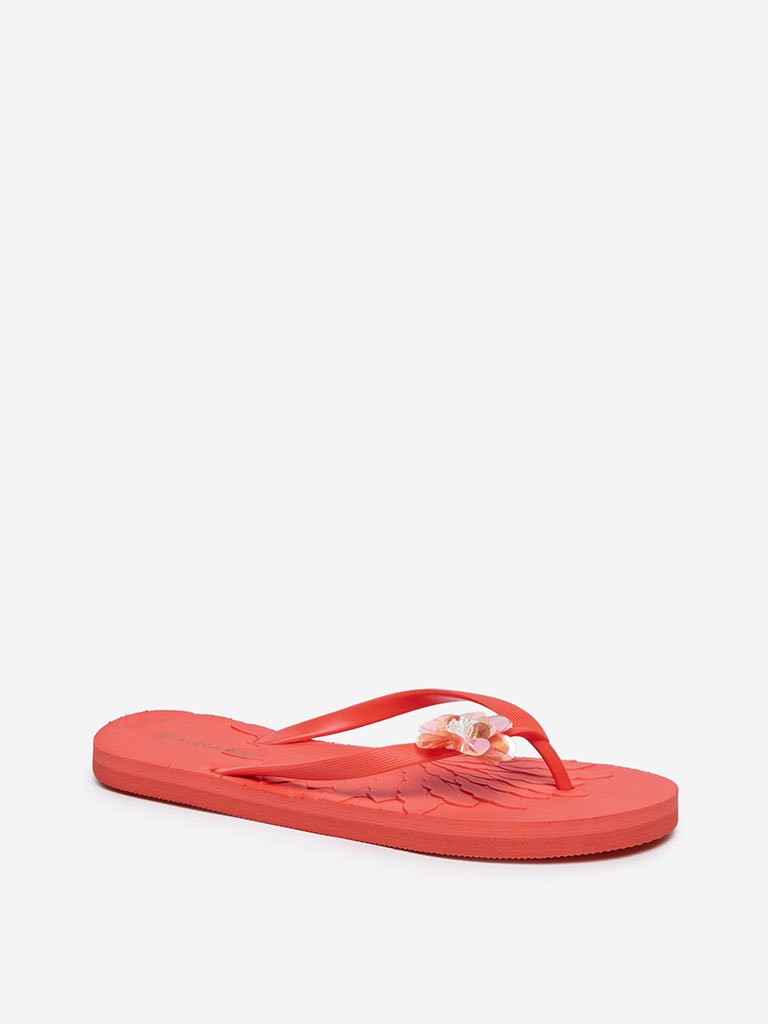 LUNA BLU Orange Flower Flip-Flops