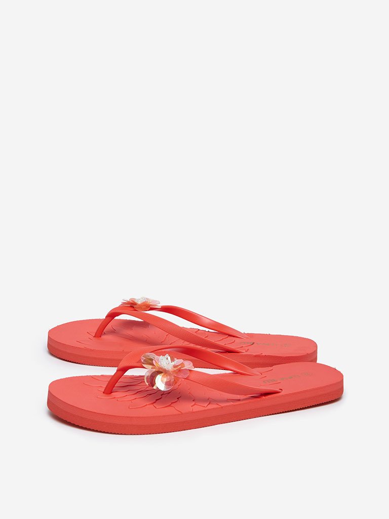 LUNA BLU Orange Flower Flip-Flops