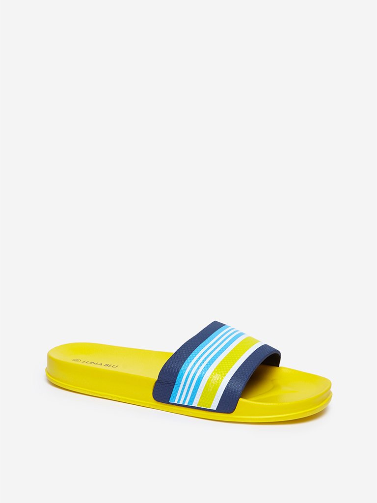 LUNA BLU Yellow Striped Pool Slides