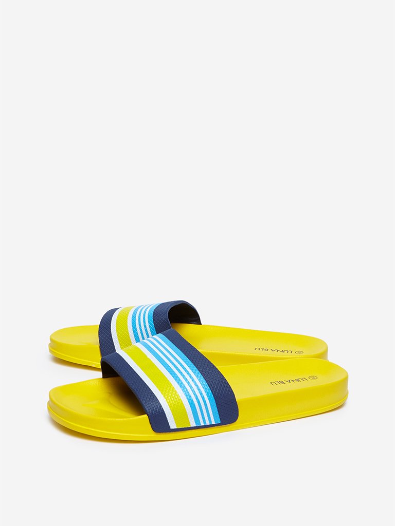 LUNA BLU Yellow Striped Pool Slides
