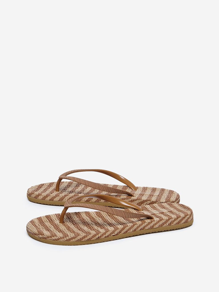 LUNA BLU Brown Striped Flip-Flops