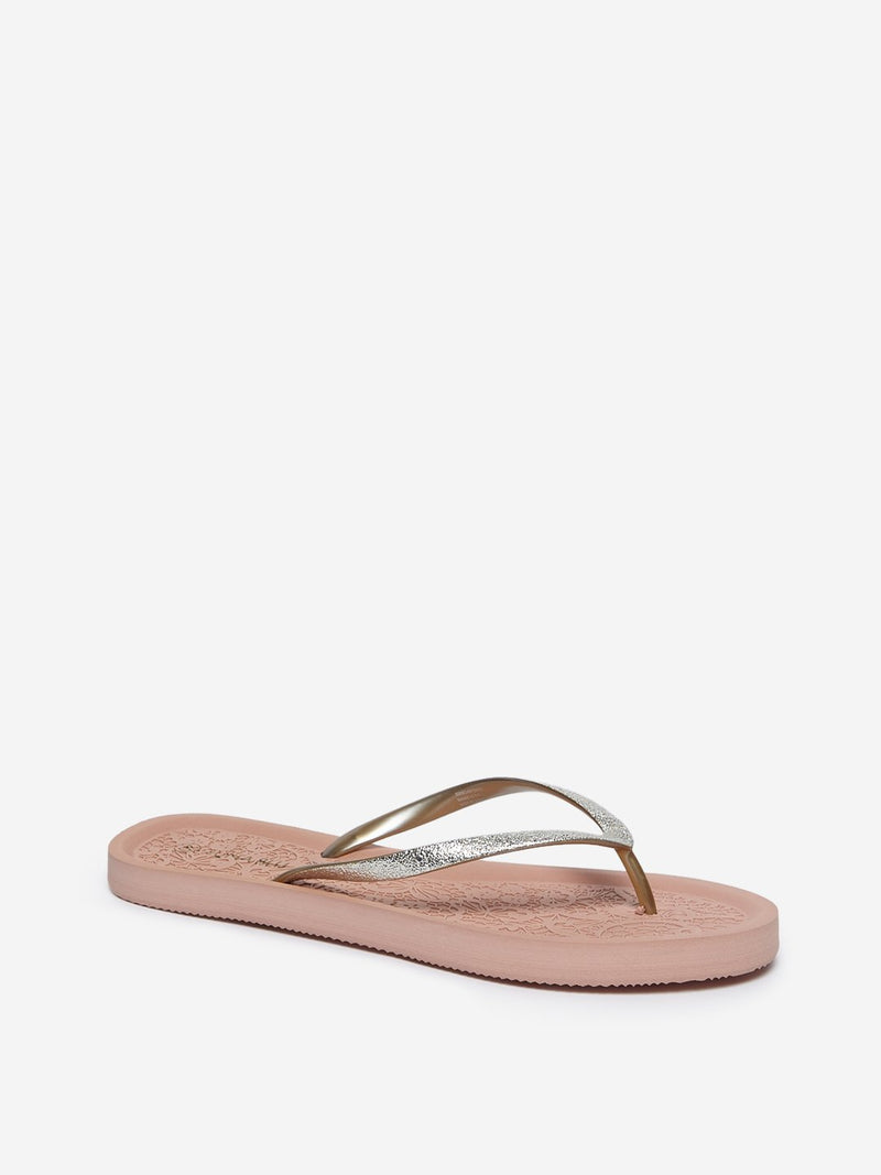 LUNA BLU Orange Embossed Flip-Flops