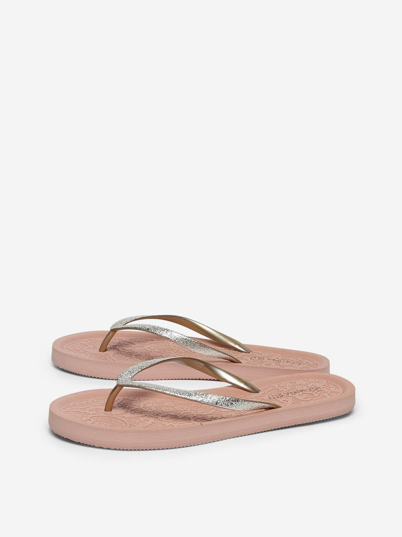 LUNA BLU Orange Embossed Flip-Flops